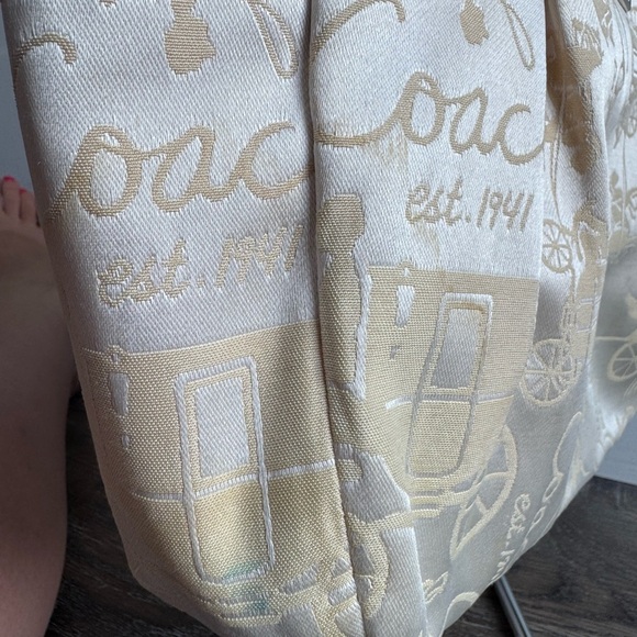 Coach Cream Carriage Print Tote - Picture 5 of 7
